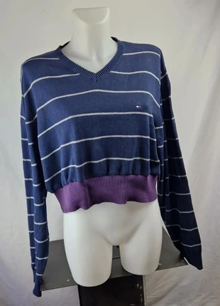 Pull col V tommy hilfiger marine rayé - femme taille L, brand: Tommy Hilfiger, condition: Very good, size: L / 40 / 12, €18.00, €19.60 includes Buyer Protection