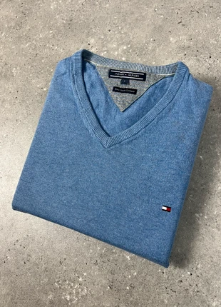 Pull/Sweat a col V Tommy Hilfiger S Bleu clair Homme logo brodé vintage coton cachemire, marque: Tommy Hilfiger, état: Très bon état, taille: S, 19,90 €, 21,60 € Protection acheteurs (Pro) incluse