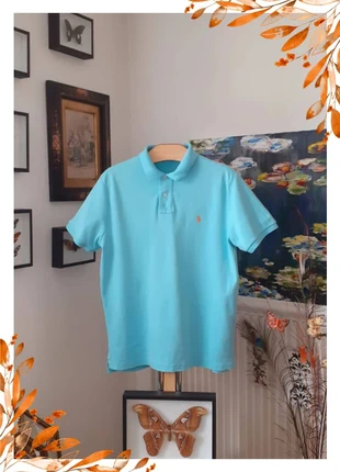 🐎 Polo Ralph Lauren vert d’eau – Logo orange & coupe slim iconique🐎, merk: Ralph Lauren, staat: Goed, maat: L, € 19,90, € 21,60 inclusief Kopersbescherming