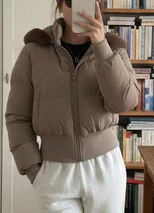 Doudoune courte style bomber beige kaki elegant taille S, brand: Novellaire, condition: Very good, size: S / 36 / 8, €59.90, €63.60 includes Buyer Protection