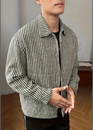 Veste homme décontractée à rayures, légère, manches longues, col rabattu automne, marque: Vintage Dressing, état: Très bon état, taille: M, 50,00 €, 53,20 € Protection acheteurs incluse