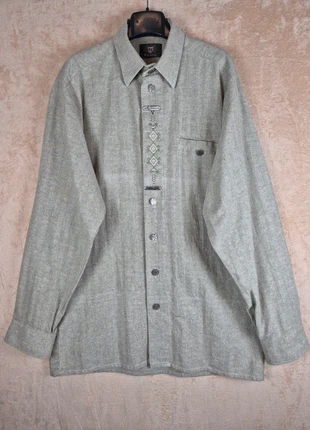 Camicia Tirolese Vintage OS Trachten, verde, Kaki, Ricamata, tg L, marca: Tirol, estado: Muito bom, tamanho: M, €14.90, €16.35 inclui Proteção do Comprador