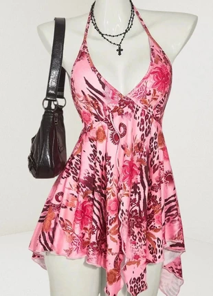 Camisole dos nu imprimé floral rétro col V - S, marca: Zyra, estado: Muito bom, tamanho: S / 36 / 8, €32.00, €34.30 inclui Proteção do Comprador