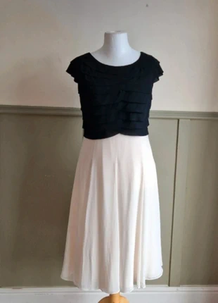 Jacques Vert Black & Cream Fit & Flare Midi Dress UK 10 US 6 Elegant Occasion Formal Dress, brand: Jacques Vert, condition: Very good, size: S / UK 8-10, £29.00, £31.15 includes Buyer Protection