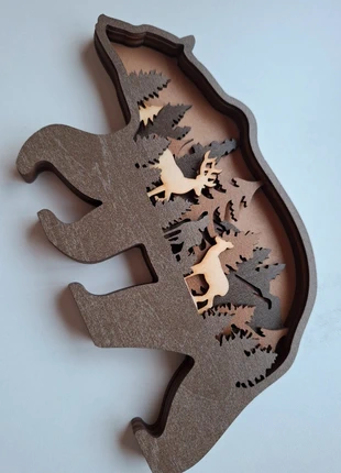 Décoration en bois – Ours & forêt multicouches, merk: Nature, staat: Heel goed, € 12,90, € 14,25 inclusief Kopersbescherming