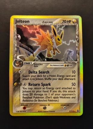 Jolteon Ex Delta Species 7/113, merk: Pokémon, staat: Heel goed, € 35,00, € 37,45 inclusief Kopersbescherming
