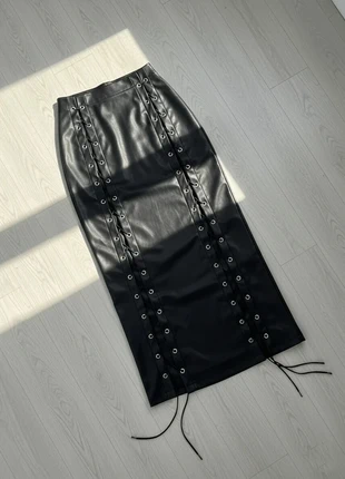 Vintage Jupe Longue Faux Cuir Noir Lacets Œillets Fendue Gothique, brand: Vintage Dressing, condition: Very good, size: M / 38 / 10, €59.90, €63.60 includes Buyer Protection