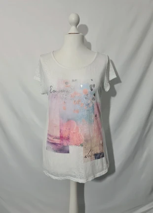 T-shirt blanc imprimé Camaïeu – casual été – T42, marque: Camaïeu, état: Très bon état, taille: XL / 42 / 14, 3,00 €, 3,85 € Protection acheteurs (Pro) incluse