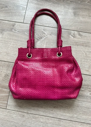 Sac cuir véritable rose framboise – effet tressé – très bon état, marque: Fuchsia, état: Neuf sans étiquette, 30,00 €, 32,20 € Protection acheteurs incluse