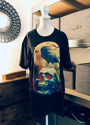 Neuf T-Shirt en coton Créateur Goth Gothcore Raven Moon Corbeau Crâne Unisexe New Age - L, condition: New without tags, size: L / 40 / 12, €12.00, €13.30 includes Buyer Protection Pro