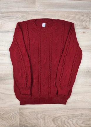 Pull hiver chaud et doux torsadé vintage années 80, Y2K, oversize, bordeaux, taille L homme, merk: timi, staat: Heel goed, maat: L, € 11,00, € 12,25 inclusief Kopersbescherming Pro