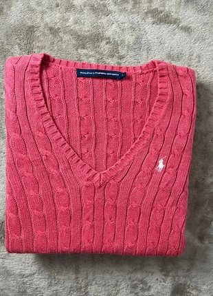 Pull torsadé Ralph Lauren authentique rose taille L col V, marque: Ralph Lauren, état: Très bon état, taille: L / 40 / 12, 46,00 €, 49,00 € Protection acheteurs incluse