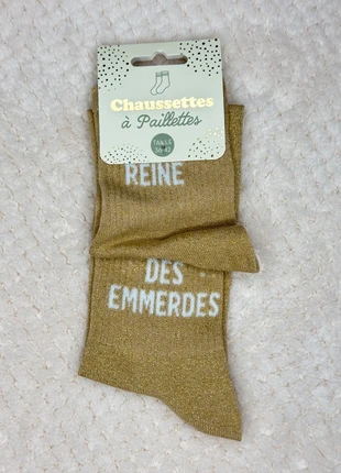 Chaussettes a paillettes reine des emmerdes dorees taille 36-42 femme humour, marke: chaussettes à paillettes, zustand: Sehr gut, größe: Einheitsgröße, 5,00 €, 5,95 € beinhaltet Vinted-Käuferschutz Pro