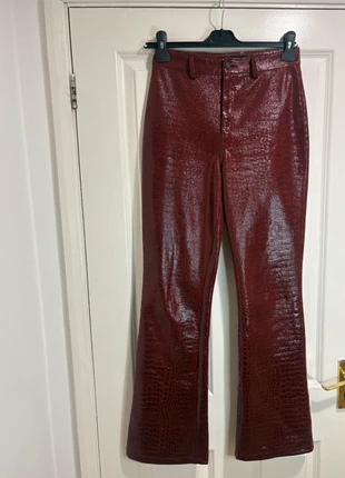 Motel Faux Leather Croc Print flares Trousers Burgundy y2k style vintage Size 8 ⭐, brand: Motel, condition: Very good, size: S / UK 8-10, £15.00, £16.45 includes Buyer Protection
