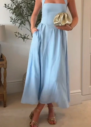 💙New UK 10 Baby Blue Halterneck double lined pockets Longline Dress Long Maxi Dres💙, brand: boutique store, condition: New without tags, size: S / UK 8-10, £16.00, £17.50 includes Buyer Protection