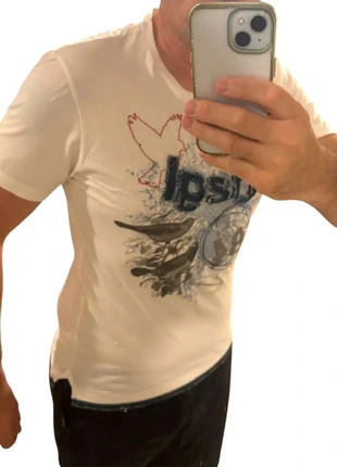 T-shirt Blanc Bleu - Desigual Taille L Neuf - Motifs brodé Oiseaux, merk: Desigual, staat: Heel goed, maat: L, € 15,00, € 16,45 inclusief Kopersbescherming