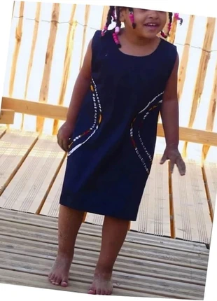 robe fille bleue été en wax et tissu uni coton pour l'été, brand: Africa, condition: Very good, size: 4 years / 104 cm, €16.00, €17.50 includes Buyer Protection Pro