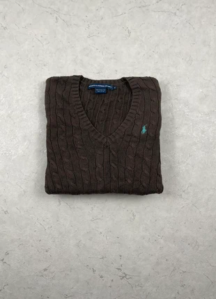 Pull Ralph Lauren torsadée Col V Brun Taille M Femme, marque: Ralph Lauren, état: Très bon état, taille: M / 38 / 10, 49,90 €, 53,10 € Protection acheteurs incluse