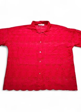 Chemise rouge ajourée Promod – Taille M/L – Broderie anglaise, marque: Promod, état: Très bon état, taille: M, 15,00 €, 16,45 € Protection acheteurs (Pro) incluse