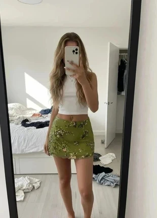 mini jupe verte en mesh à paillettes florales #076, merk: Fée des Nuits, staat: Heel goed, maat: M / 38 / 10, € 29,99, € 32,19 inclusief Kopersbescherming