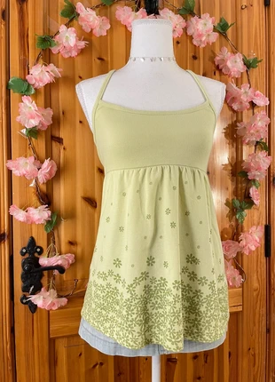 Babydoll Halter Top | Floral Hem | Cotton Blend | Y2K Fit | 841., brand: COQUETTE, condition: Very good, size: L / 40 / 12, €16.00, €17.50 includes Buyer Protection