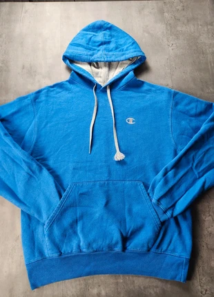 Champion – Sweat à capuche bleu logo blanc M, brand: Champion, condizioni: Ottime, taglia: M, €16.00, €17.50 include la Protezione acquisti