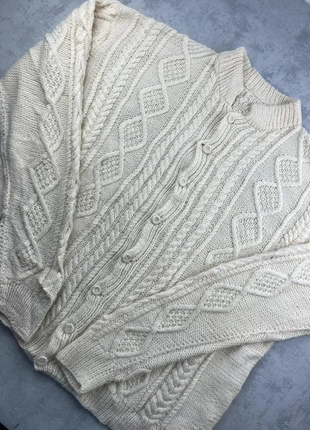 Gilet Cardigan vintage en laine Aran beige crème torsadé fait main / Aran wool knitwear - XXL, merk: Vintage Dressing, staat: Heel goed, maat: XXL / 44 / 16, € 35,00, € 37,45 inclusief Kopersbescherming