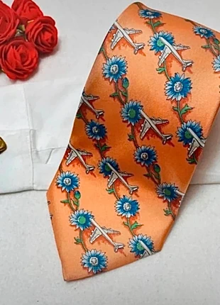 Cravate Arrow neuve - soie corail motif avion fleuri - 9,5 cm, marque: Arrow, état: Neuf sans étiquette, 6,00 €, 7,00 € Protection acheteurs (Pro) incluse