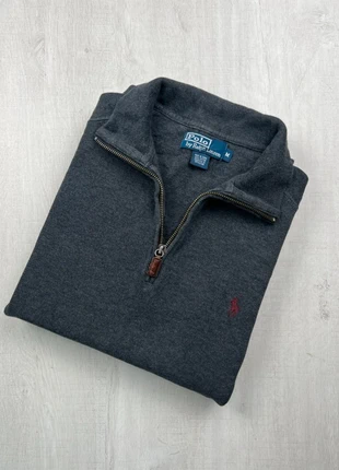 Pull col camionneur zippé Ralph Lauren gris foncé coton logo rouge brodé M homme, merk: Ralph Lauren, staat: Heel goed, maat: M, € 62,00, € 65,80 inclusief Kopersbescherming Pro