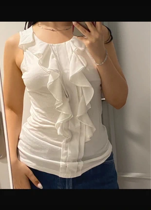 Camiseta volantes blanca - Talla M - Vintage, brand: Vintage Dressing, condizioni: Ottime, taglia: M / IT 42 / EU 38, €12.00, €13.30 include la Protezione acquisti