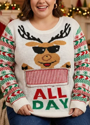 Pull de Noël Renne "All Day" - No Boundaries - XXXL ou Robe Pull Oversized, marque: Noël, état: Très bon état, taille: XXXL / 46 / 18, 12,90 €, 14,25 € Protection acheteurs incluse