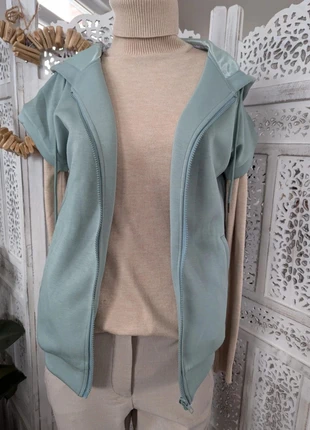 Sweat à capuche manches courtes G-maxx – Taille XS/S – Vert sauge doux & capuche satinée, brand: G-MAXX, condition: Very good, size: XS / 34 / 6, €29.99, €32.19 includes Buyer Protection Pro