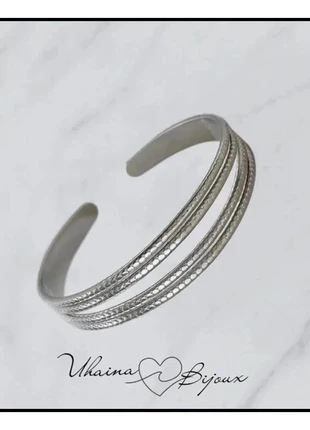 Bracelet double rangs en acier inoxydable argenté - Uhaina Bijoux, marca: Uhaina Bijoux, estado: Nuevo con etiquetas, 10,00 €, 11,20 € Protección al comprador Pro incluida