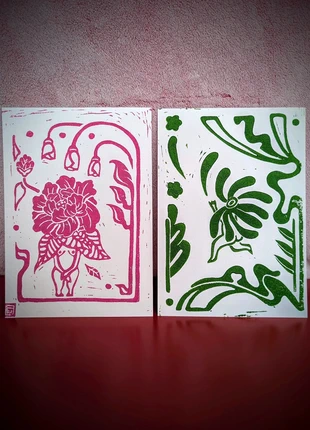 Duo Linogravures Fleurs 💐, brand: LinoCute By Lauly, condition: New without tags, €9.90, €11.10 includes Buyer Protection