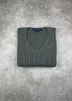 Pull Col V Tressé Torsade Polo Ralph Lauren Taille M Femme Gros Logo Brodé Rose 100% Coton #V46, merk: Ralph Lauren, staat: Heel goed, maat: M / 38 / 10, € 65,00, € 68,95 inclusief Kopersbescherming Pro