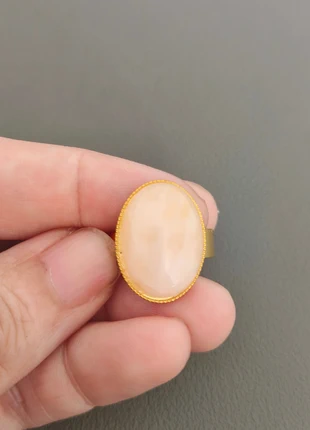 Bague ovale acier inoxydable doré pierre naturelle quartz rose, brand: Quartz, condizioni: Ottime, taglia: Regolabile, €8.50, €9.63 include la Protezione acquisti Pro