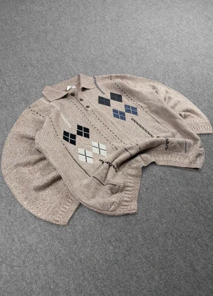 Pull Ethnic à Col Polo Vintage 80s en Maille Chiné Beige Multicolore à Motifs Imprimé Losange (L), marca: Vintage Dressing, estado: Muy bueno, tamaño: L, 24,00 €, 25,90 € Protección al comprador Pro incluida