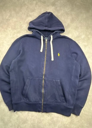 Pull / veste zippée à capuche Ralph Lauren marine logo brodé jaune - taille L, brand: Ralph Lauren, condizioni: Buone, taglia: L, €34.90, €37.35 include la Protezione acquisti Pro