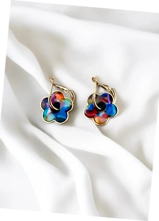 Boucles d’oreilles créoles dorées & fleurs multicolores Acier inoxydable, marca: Boutique privée, estado: Muy bueno, 6,50 €, 7,53 € Protección al comprador incluida
