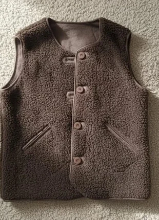 Gilet sans manches en polaire bouclée marron, marque: Mariset & Co, état: Très bon état, taille: S / 36 / 8, 44,99 €, 47,94 € Protection acheteurs incluse