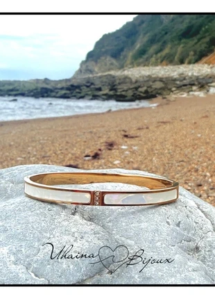 Bracelet jonc en acier inoxydable doré effet nacre - Uhaina Bijoux, marke: Uhaina Bijoux, zustand: Neu, mit Etikett, 10,00 €, 11,20 € beinhaltet Vinted-Käuferschutz Pro