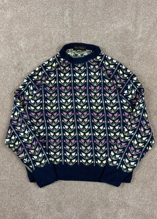 80s/90s True Vintage Knit Jumper – Navy & Pink Crazy Argyle – Size M, brand: other, condition: Very good, size: M, £23.00, £24.85 includes Buyer Protection