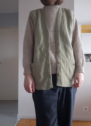 Cardigan pull débardeur kaki, marque: Vintage, état: Très bon état, taille: XL / 42 / 14, 12,00 €, 13,30 € Protection acheteurs incluse