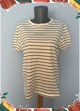 T-shirt blanc rayé gris – Jean Pascale - Taille M, merk: Jean Pascale, staat: Heel goed, maat: M / 38 / 10, € 4,60, € 5,53 inclusief Kopersbescherming Pro