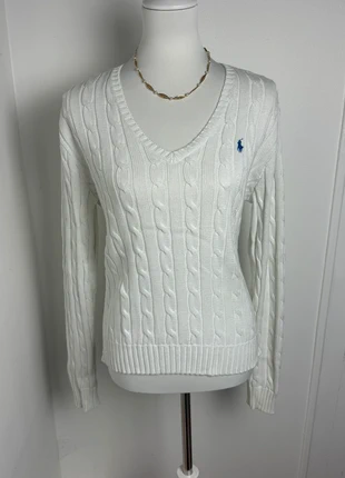 Pull Col V Torsadé Ralph Lauren Cable Knit V-| Preppy Old Money, brand: Ralph Lauren, condition: Very good, size: L / 40 / 12, €75.00, €79.45 includes Buyer Protection