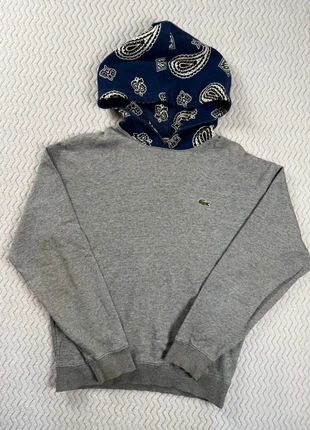 Sweat Lacoste gris capuche bandana bleu rare vintage streetwear crocodile, brand: Lacoste, condition: Very good, size: S, €25.00, €26.95 includes Buyer Protection
