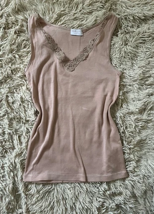 Joli haut rose poudré en macramé et coton égyptien, brand: Madiva, condition: Very good, size: L / 40 / 12, €9.00, €10.15 includes Buyer Protection