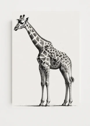 Affiche animaux sauvages croquis, nature, girafe croquis, déco murale minimaliste animaux, merk: HandyPixel, staat: Heel goed, € 8,00, € 9,10 inclusief Kopersbescherming Pro