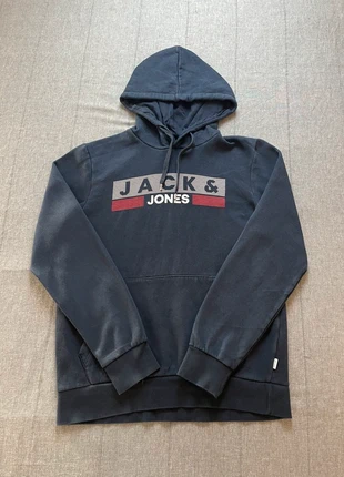 001 Jack & Jones – Sweat à capuche marine, intérieur polaire, poche centrale, taille M, brand: Jack & Jones, condizioni: Ottime, taglia: M, €8.00, €9.10 include la Protezione acquisti