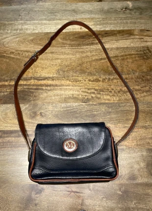 Sac bandoulière en cuir marron et noir, marca: Vintage, estado: Muito bom, €8.00, €9.10 inclui Proteção do Comprador